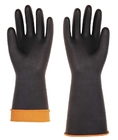 Heavy-duty Rubber Latex Glove,smooth palm,black/orange color,weight 190g,size 14''and 18''