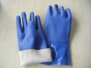 Blue PVC gloves,Full pvc dipped gloves,sandy finish,Interlock lining,size 14''