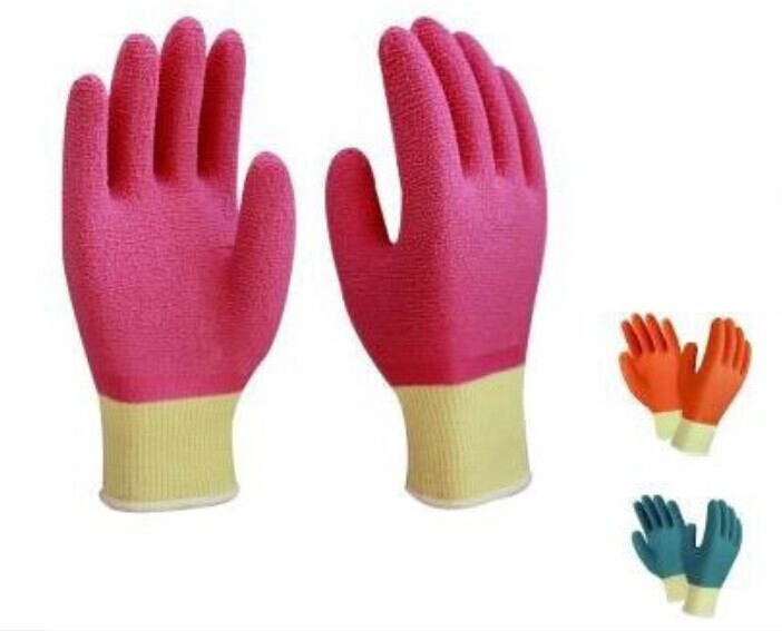Latex full coated gloves,10G high grade T/C liner,crinkle finsh,anti-acid/alkali