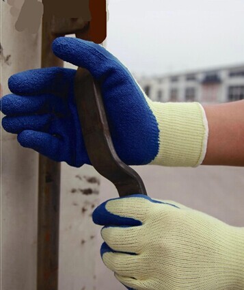 Latex coated gloves,10G high grade T/C liner,mechanical use,crinkle finsh,anti-acid/alkali